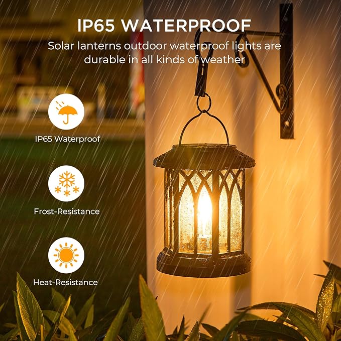 WdtPro Solar Lanterns Outdoor Waterproof, Upgraded Bright Hanging Solar Lights - Image 3