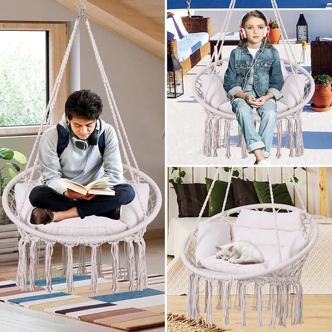 Goutime Hammock Chair, Macrame Hanging Swing Chairs - Image 4