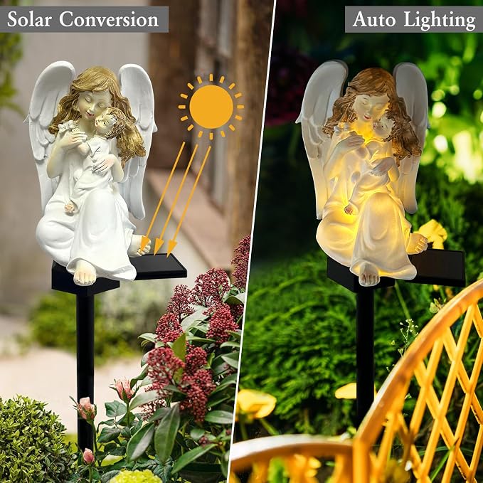 Solar Garden Angel Lights, Waterproof Outdoor Garden Angels Statue Decorations - Image 4