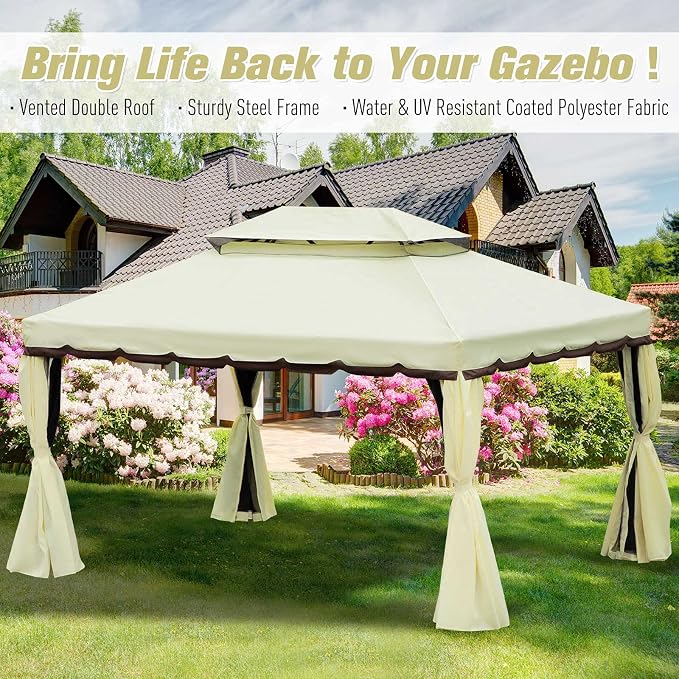 Outsunny 10' x 13' Patio Gazebo, Outdoor Gazebo Canopy Shelter - Image 6
