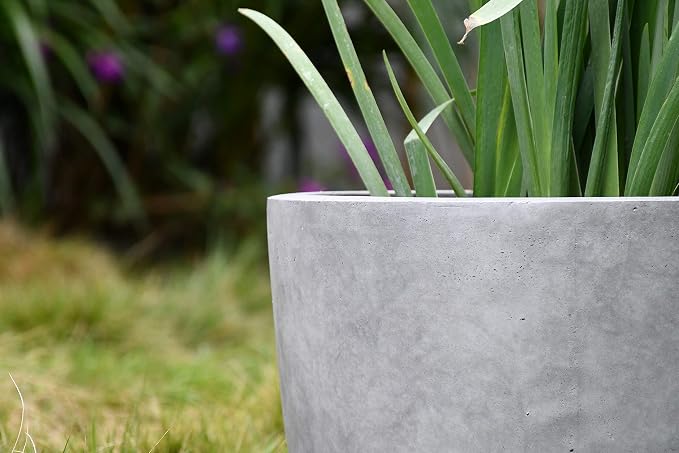 Kante 18 Inch Dia Round Concrete Planter, Indoor Outdoor Large Plant Pot - Image 26