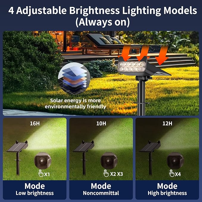 Solar Spotlights Outdoor Waterproof Landscape Path Lights Solar Dusk to Dawn - Image 4