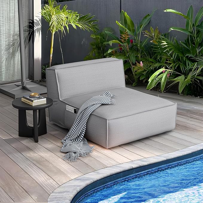 Outdoor 2 Person Bean Bag, Patio Chaise Lounge Chair Love Bed, Water-Resistant - Image 7