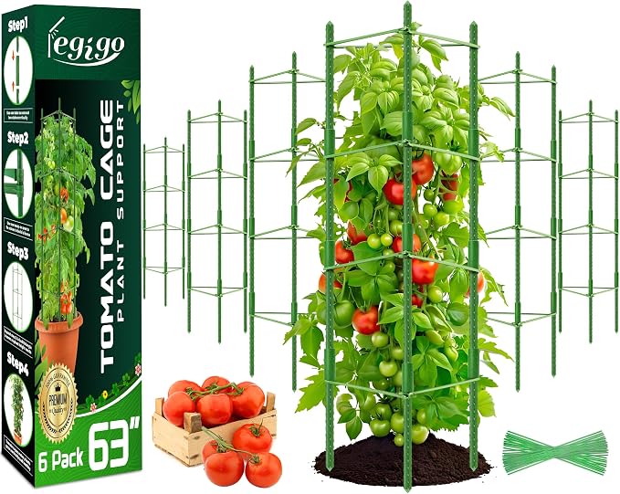 Legigo 6-Pack Tomato Cage for Garden Plant Support- Up to 63inch Garden Stakes by Legigo