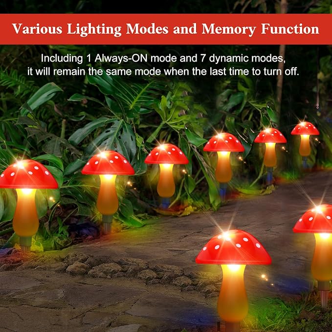Mushroom Solar Lights Outdoor Waterproof, Whimsical and Cute Solar Mushrooms - Image 3