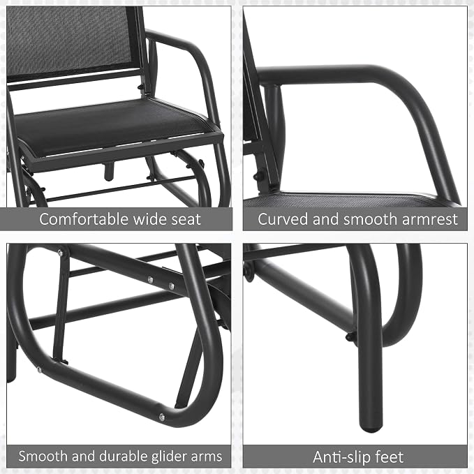 Outsunny Porch Glider, Metal Frame Swing Glider Chair - Image 7