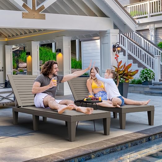 DWVO Outdoor Chaise Lounge, Pool Lounge Chair Set of 4 w/ 5-Level Backrest - Image 2