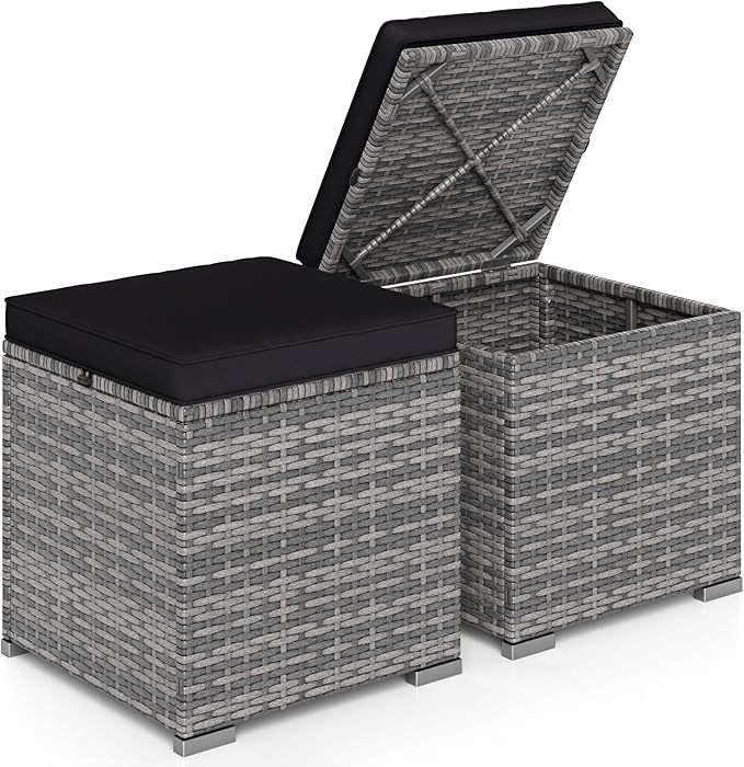 RELAX4LIFE Wicker Outdoor Storage Ottoman by RELAX4LIFE