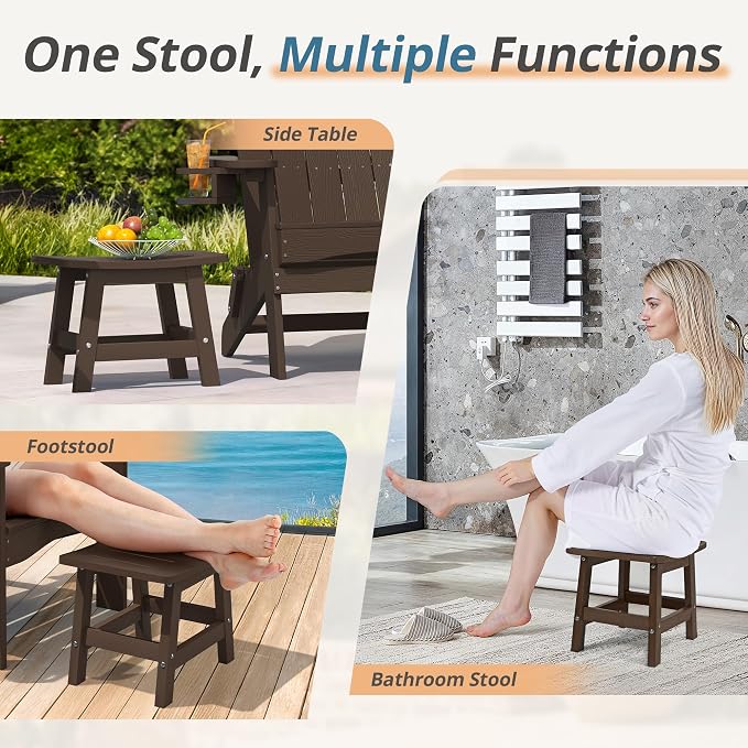LUE BONA Outdoor Adirondack Ottomans, Footrest Footstool Set of 2, Outdoor Foot - Image 4