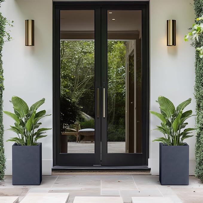 Kante 15.7" H Tall Rectangular Concrete Planters, Outdoor Indoor Lightweight - Image 6