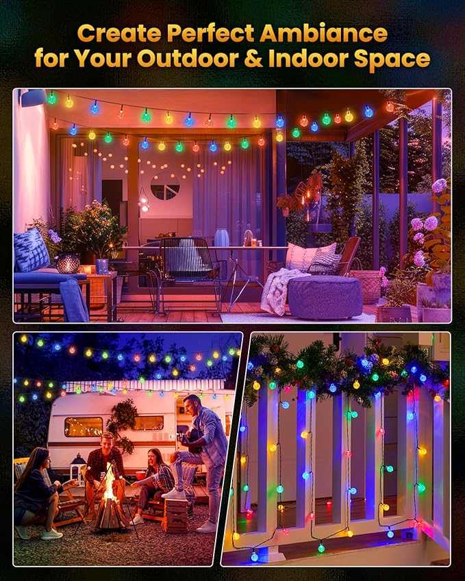 Brightown Solar String Lights Outdoor Waterproof, Solar Powered Globe Patio - Image 6
