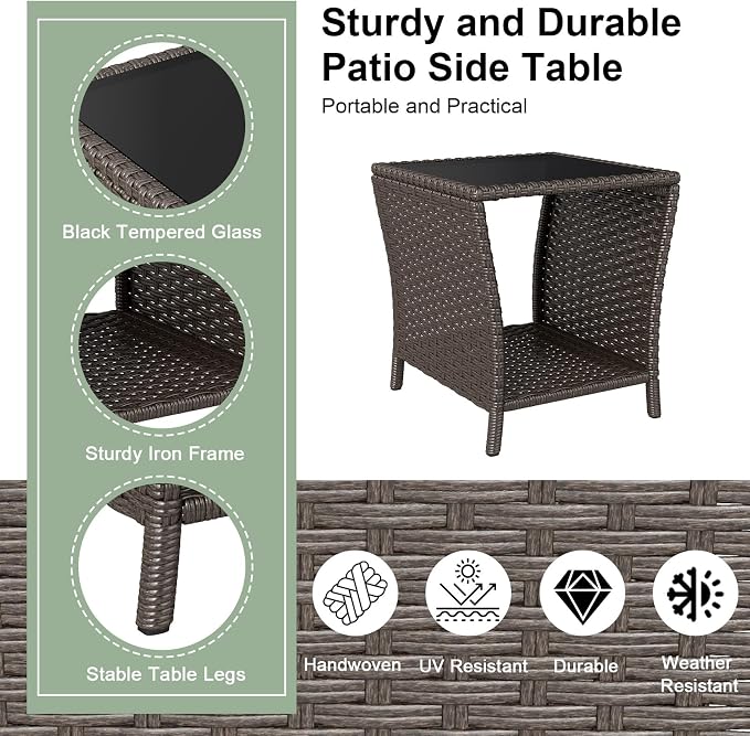 kinbor Outdoor Wicker Side Table - Image 5
