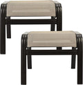 Outdoor Patio Ottoman Seat Textilene Portable Metal Footstool Portable Footrest by Deugold