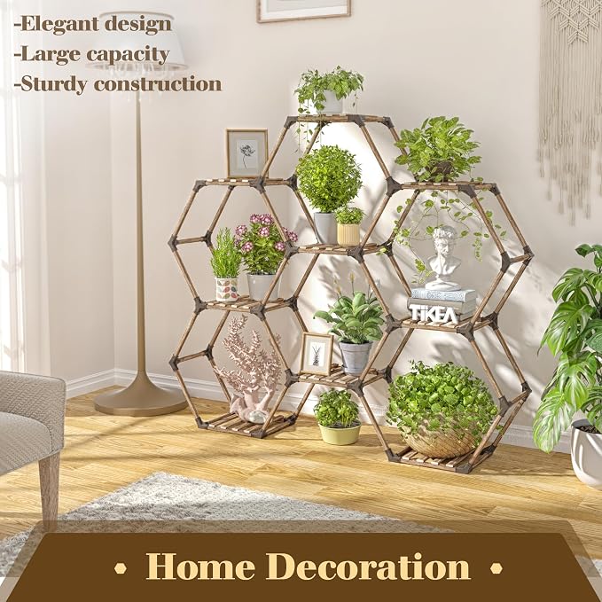 Tikea Hexagonal Plant Stand Indoor Plant Stand - Image 2