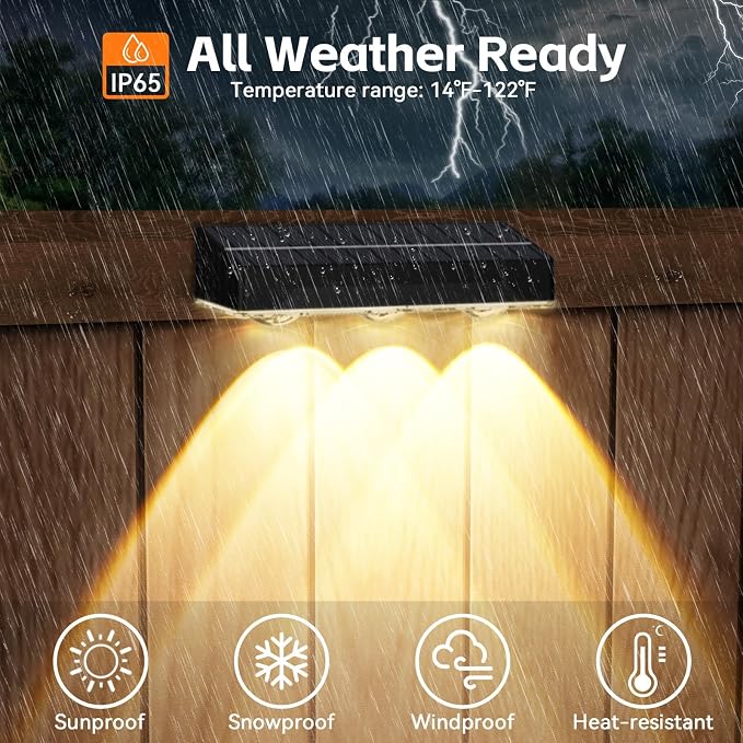 Solar Fence Lights Outdoor Waterproof，12pack High Brightness LED Spot Lens Deck - Image 3