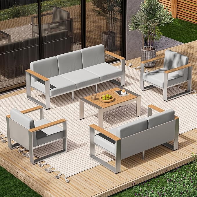 Outdoor Aluminum Loveseat, Modern Patio Patio Furniture - Image 8