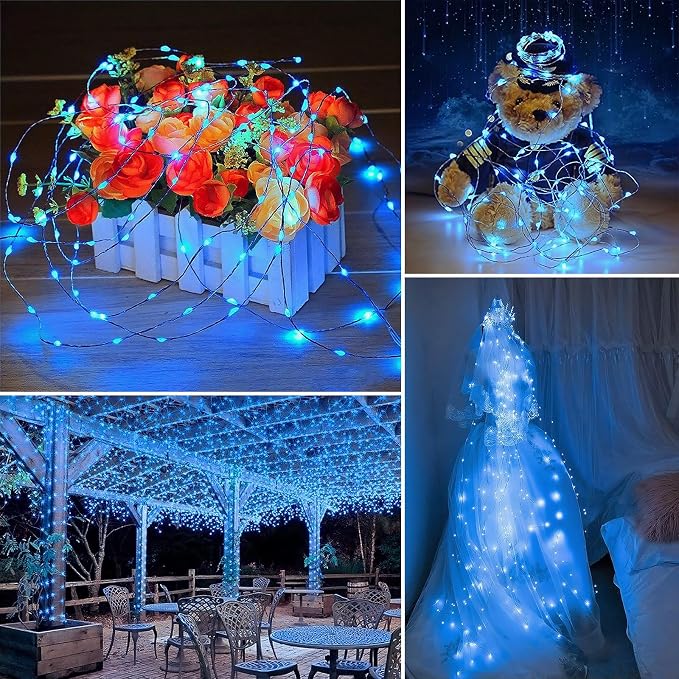 Solar String Lights Outdoor Waterproof 33ft 100LED 8 Modes Twinkle Lights Solar - Image 6