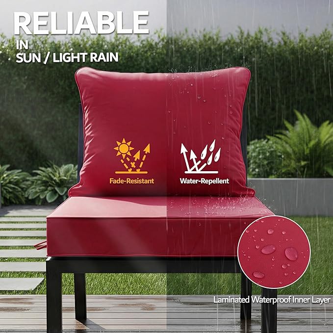 24x24 Inch Outdoor Chair Cushions Set of 2, Patio Furniture Cushions - Image 3