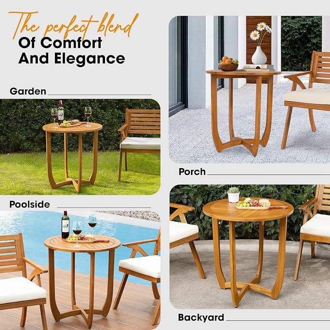 IDZO Outdoor Bistro Dining Table Heavy Duty 270lbs Capacity, FSC Acacia Wood - Image 5