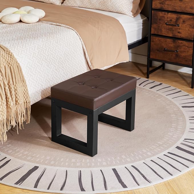 IBUYKE 16 Inch Small Foot Stool Ottoman, Rectangle PU Faux Leather Foot Rest - Image 8