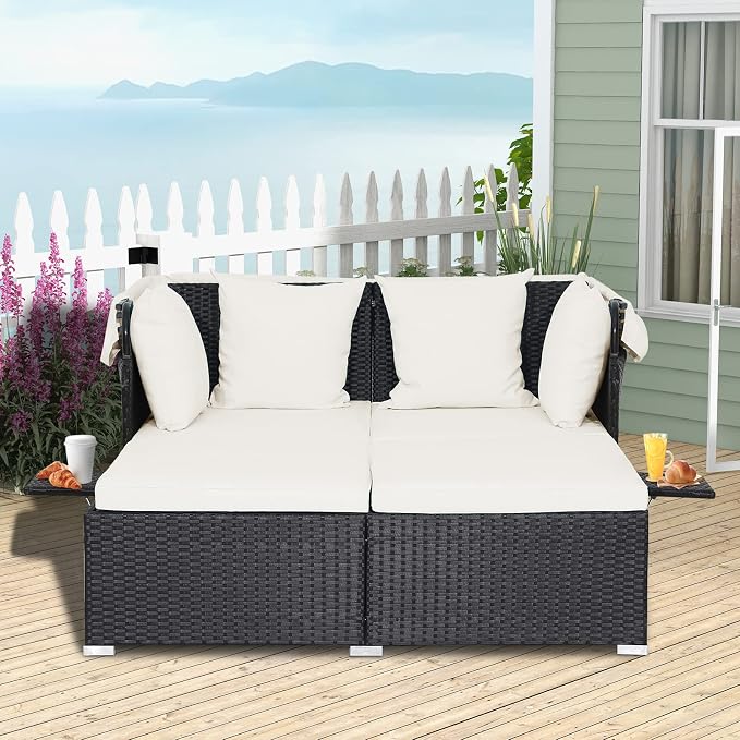 ORALNER Outdoor Daybed, 2-Person Wicker Patio Sofa - Image 5