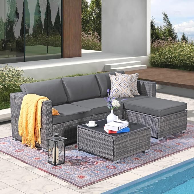 Patiorama 5 Piece Outdoor Patio Furniture Set, Outdoor Sectional Conversation - Image 7