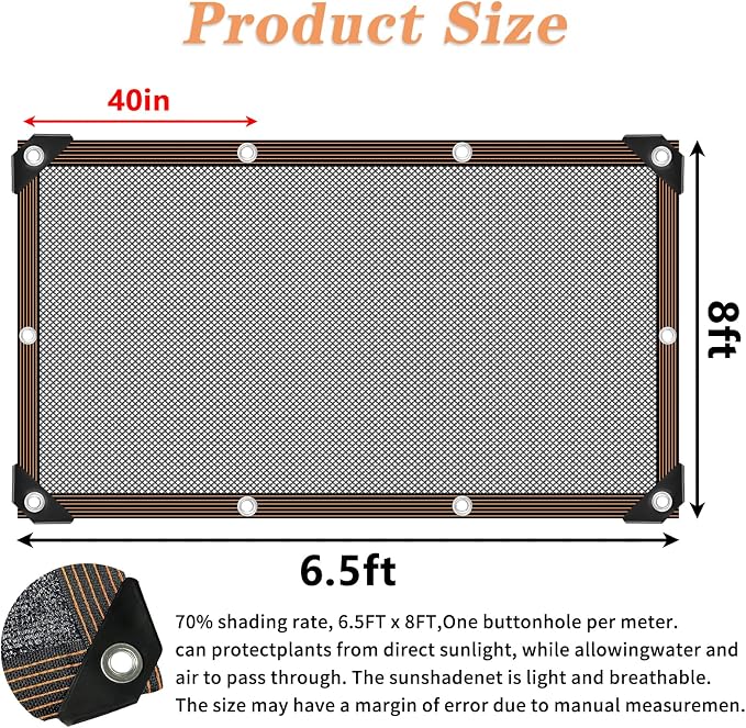 QLOFEI 60-70% Shade Cloth with Grommets, Sunblock Shade Sail Mesh Tarp - Image 2
