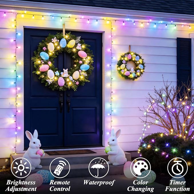 LitHome 100 LED Solar Christmas String Lights Outdoor, 33FT 34Colors Changing - Image 2
