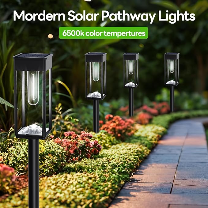 Solar Pathway Lights Outdoor IP65 Waterproof, 6 Pack 6500K LED Auto On/Off - Image 8