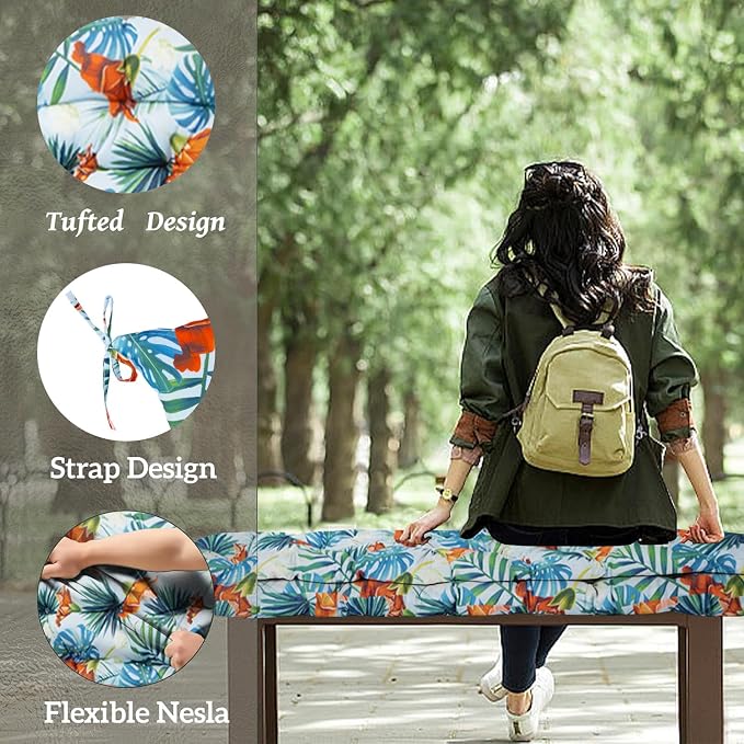 Outside Benches Cushion with Backrest, Thicken Waterproof Swing Cushions 2/3 - Image 4