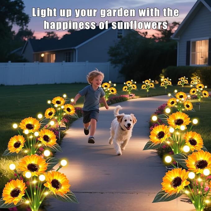 Solar Sunflower Lights Outdoor 6 Pack Sunflower Firefly - Image 5