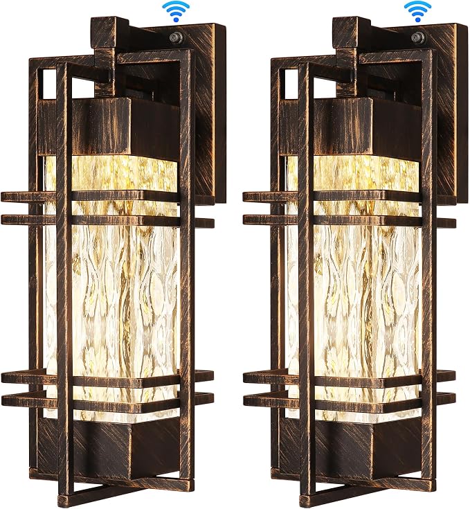 Dusk to Dawn Outdoor Front Porch Light Fixtures Wall Mount Gold-Swept Black - Image 8