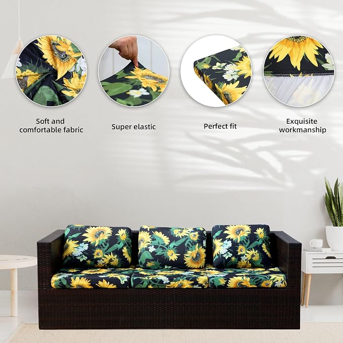 8Pcs Stretch Patio Cushion Covers, Outdoor Couch Covers Replacement, Outdoor - Image 3