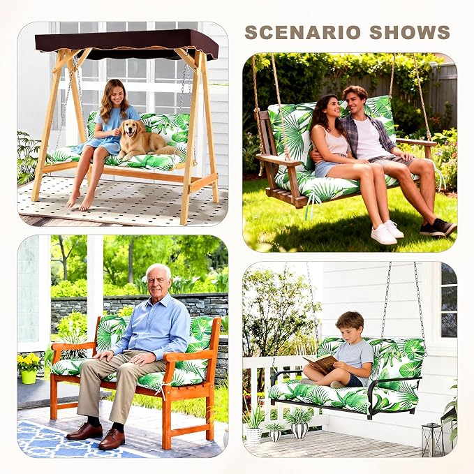 Porch Swing Cushion with Backrest, Waterproof Bench Cushion - Image 7