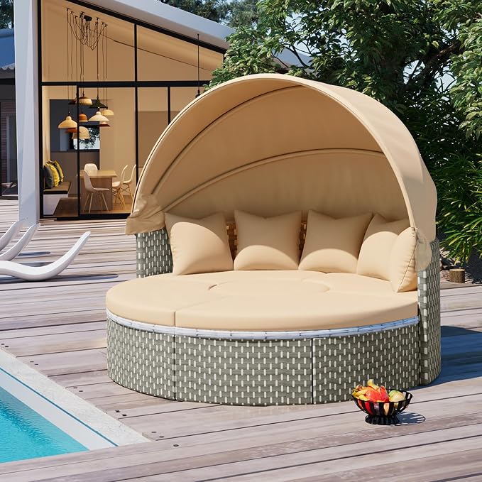 Merax All-Weather Patio Round Outdoor Sectional Sofa Set - Image 7