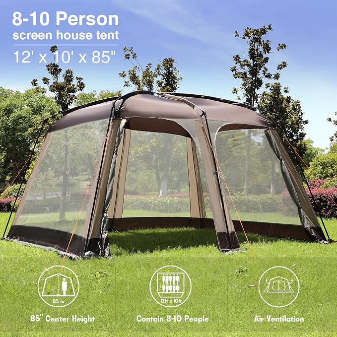 EVER ADVANCED 12' x10' Screen House Tent Netted Canopy Mesh Tents - Image 6