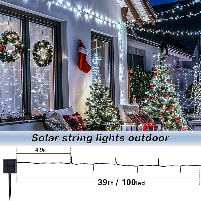 4 Pack Solar String Lights Outdoor, 400 LED Extra-Long 156Ft Solar Lights - Image 7