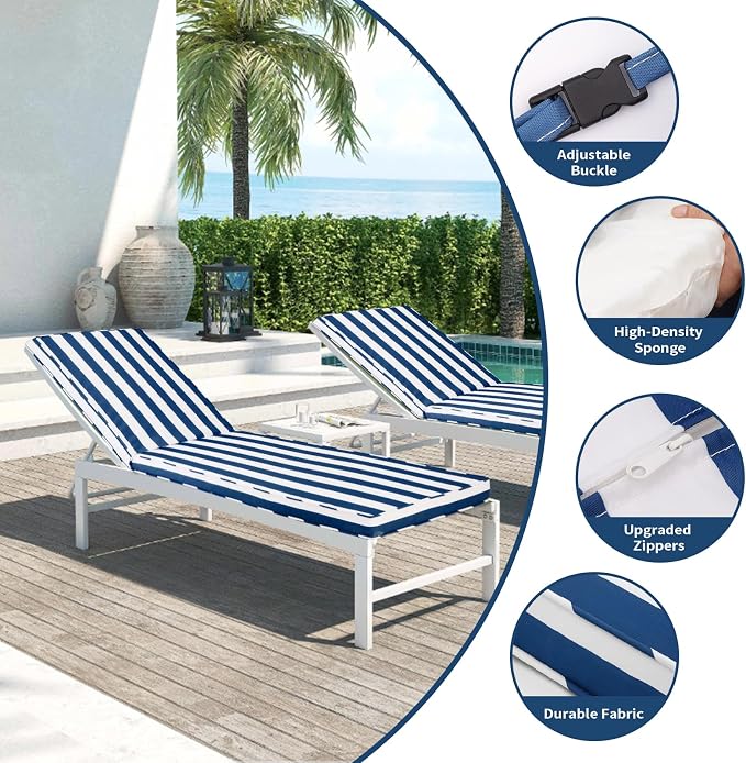 Outdoor Chaise Lounge Cushions for Patio, Waterproof Replacement Seat Pads for - Image 5