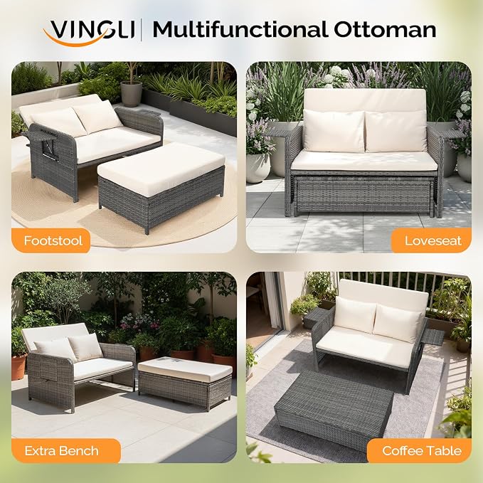 VINGLI Patio Daybed, Wicker Outdoor Daybed - Image 8