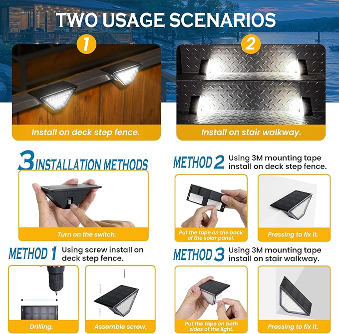 SOLPEX Solar Step Lights for Outside, 24 LEDs Solar Stair Lights Outdoor - Image 8