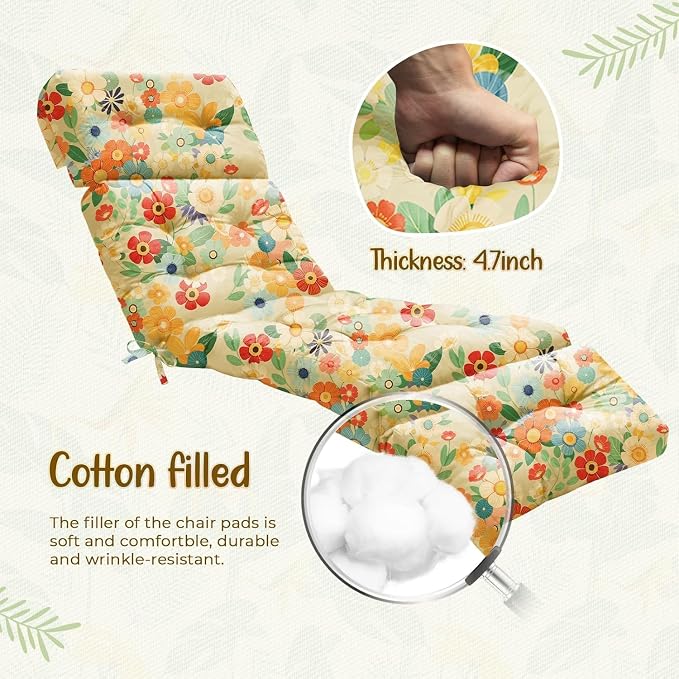 Outdoor Chaise Lounge Chair Cushion 75.1 x 22.8 x 4.7 Inches 100% Waterproof - Image 5