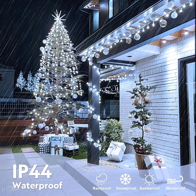 JMEXSUSS 132 ft 400 LED White Christmas Lights Indoor Outdoor Waterproof - Image 8