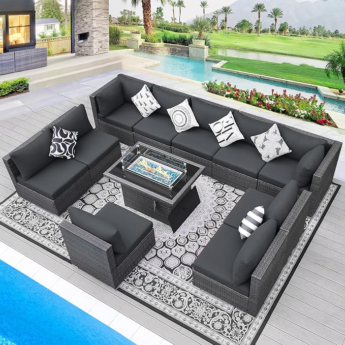 BULEXYARD 11 Piece High Back Patio Furniture Set by BULEXYARDFURNITURE