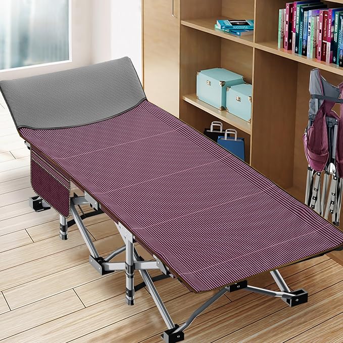ABORON Camping Cot for Adult 28" Extra Wide, Heavy-Duty 1200D Oxford Cot for - Image 7