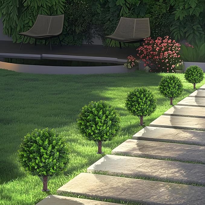 Artificial Topiary Tree with Eucalyptus, Fake Evergreen Tree - Image 5