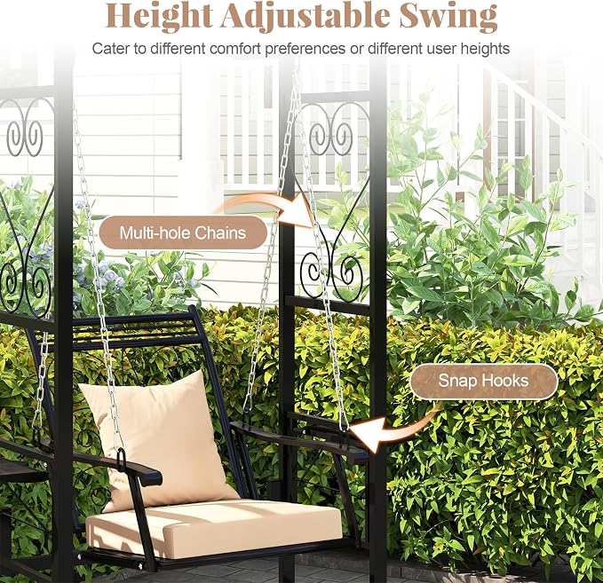 Tangkula Porch Swing with Stand, Outdoor Patio Swing with Heavy-Duty Metal Frame - Image 7