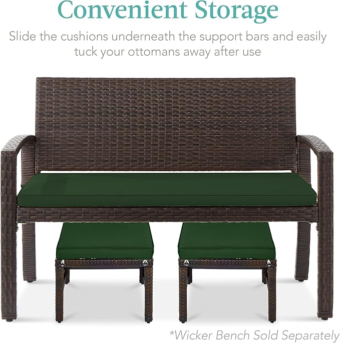 Best Choice Products Set of 2 Wicker Ottomans, Additional Seating, Side Table - Image 5