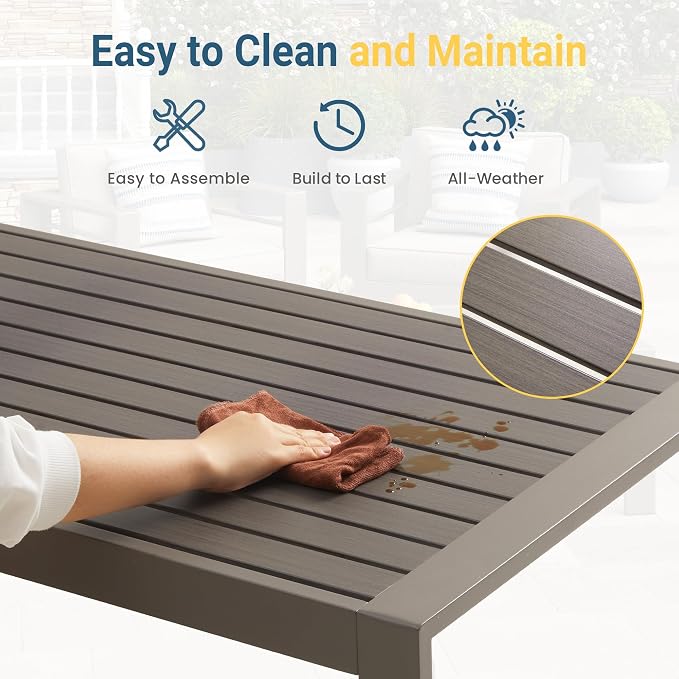 Wisteria Lane Outdoor Furniture Patio Coffee Table, Ourdoor Rectangle Coffee - Image 3