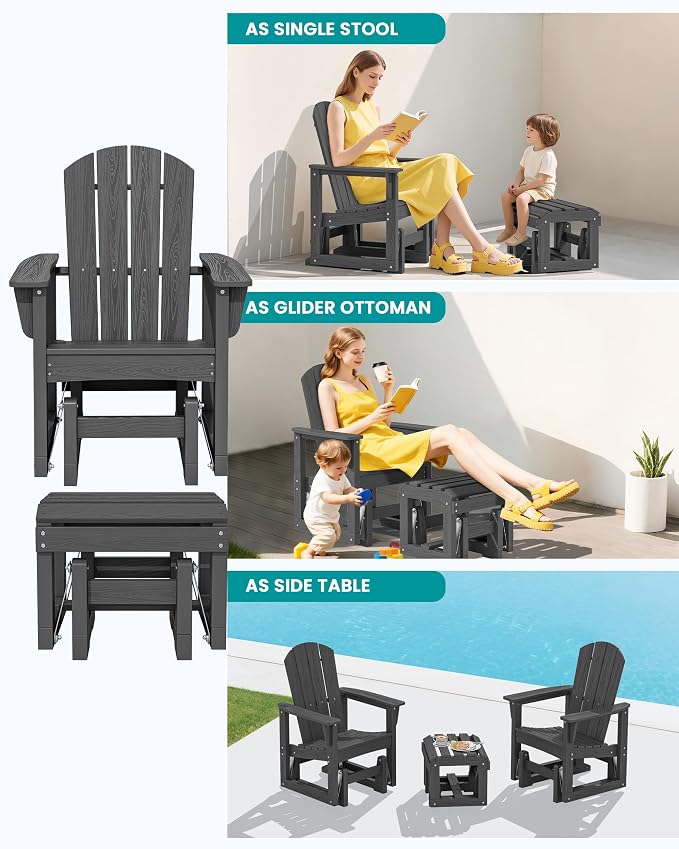 SERWALL Outdoor Glider Chair Set of 2 - Image 7