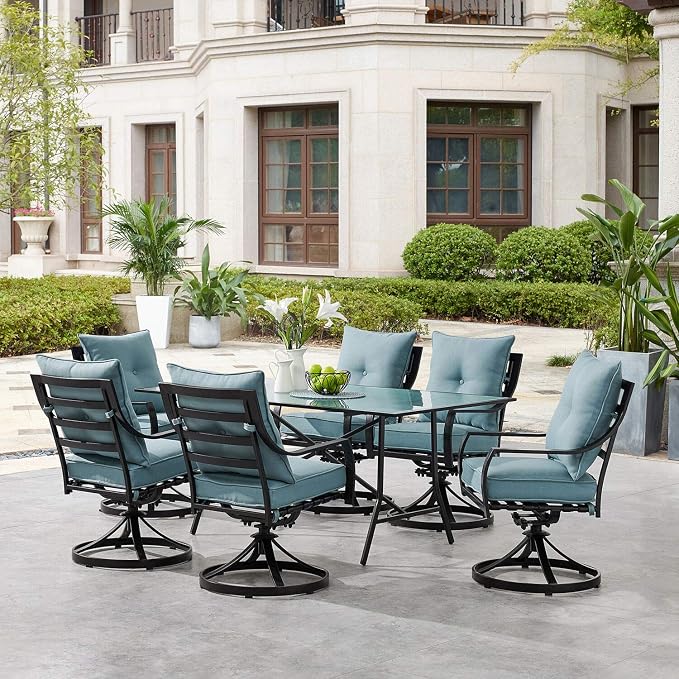 Hanover Lavallette 7-Piece Patio Dining Set, Modern Outdoor Dining Set - Image 2